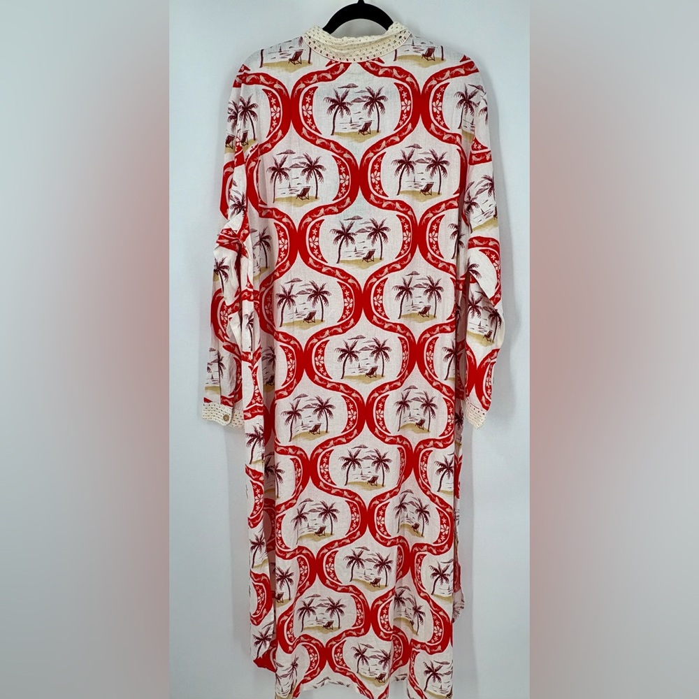 Farm Rio Chemise Coverup & Bandeau Top High Waist Bottom Size XL 3 Piece Set - Picture 4 of 16